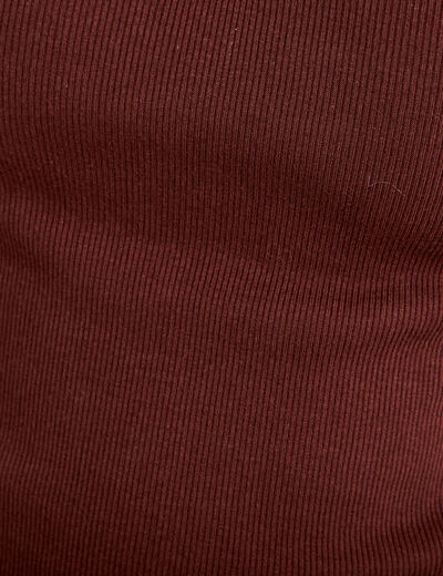 T-shirt c&ocirc;tel&eacute; manches courtes marron femme