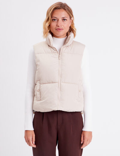 Doudoune droite sans manches sable femme