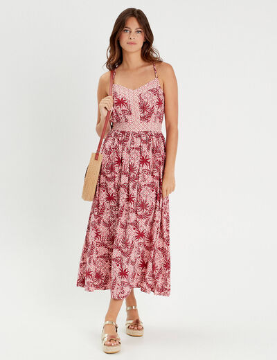 Robe longue évasée bretelles blanc femme
