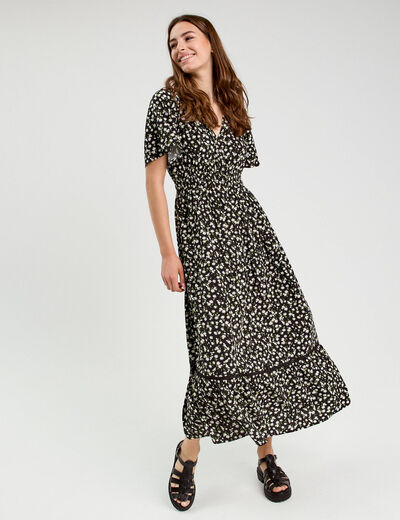 Robe longue évasée multicolore femme