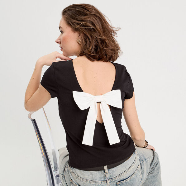 T-shirt manches courtes noir femme