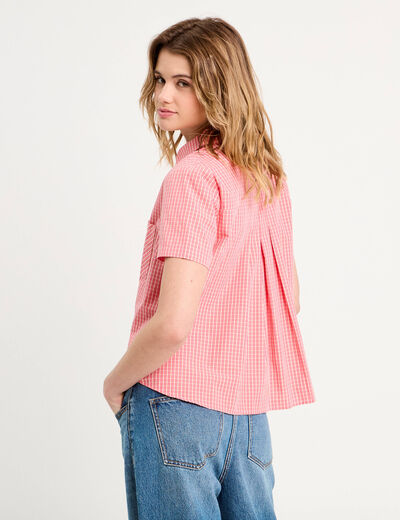 Chemise manches courtes rose corail femme