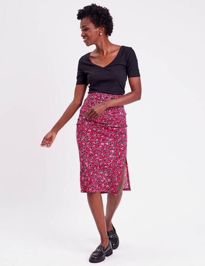 Jupe moulante drapée rouge femme