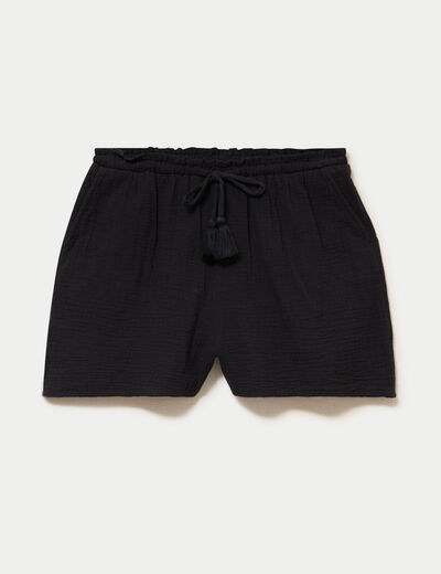 Short pliss&eacute; noir femme