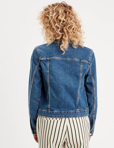 Veste droite en jean denim stone femme