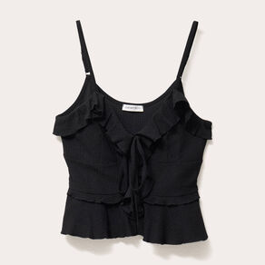 blouse cropped volants noir femme Blouse cropped volants noir femme