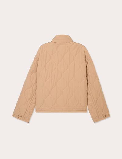 Veste matelassée col montant beige femme