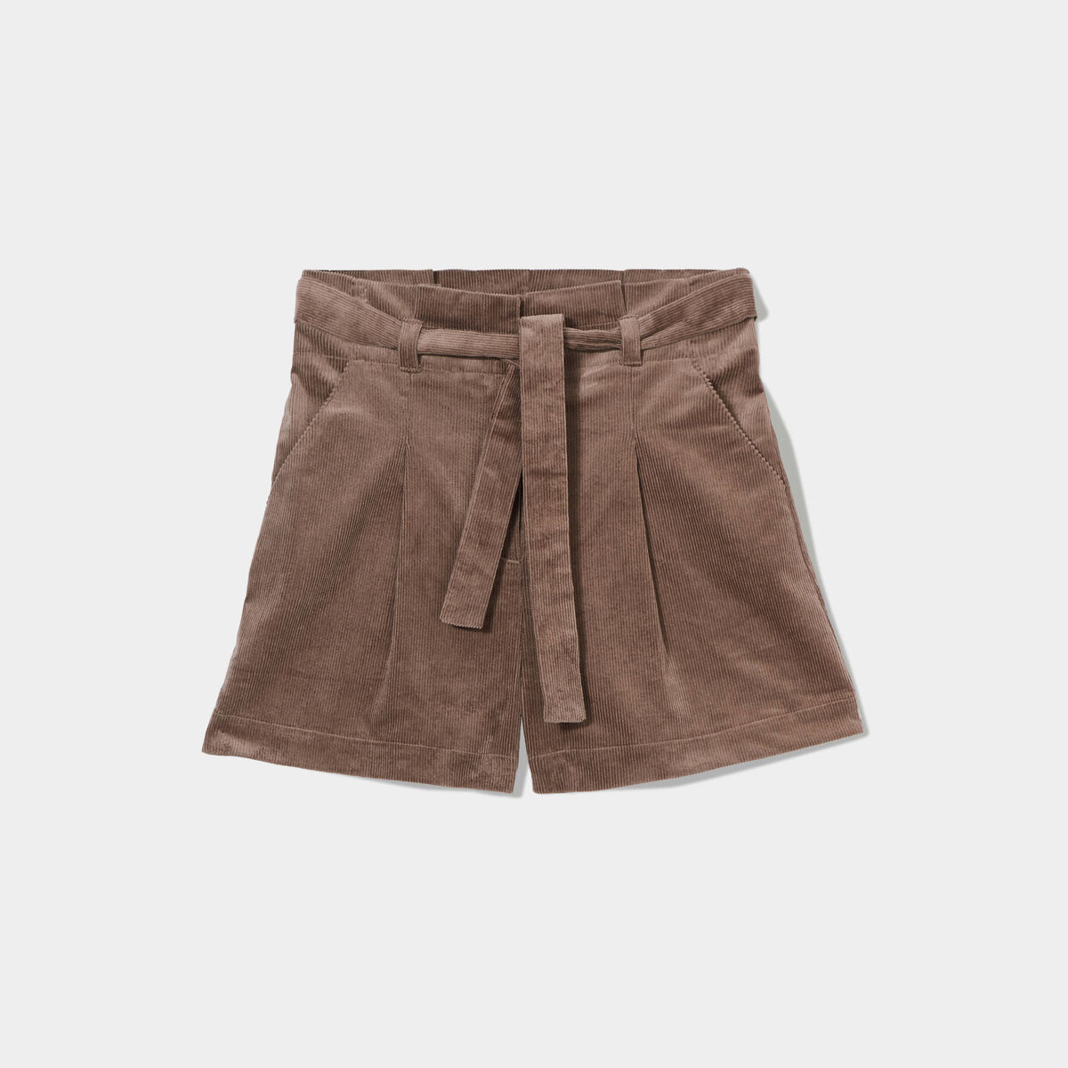 Short paperbag velours taupe femme