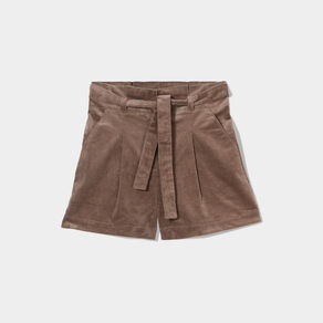 Short paperbag velours taupe femme