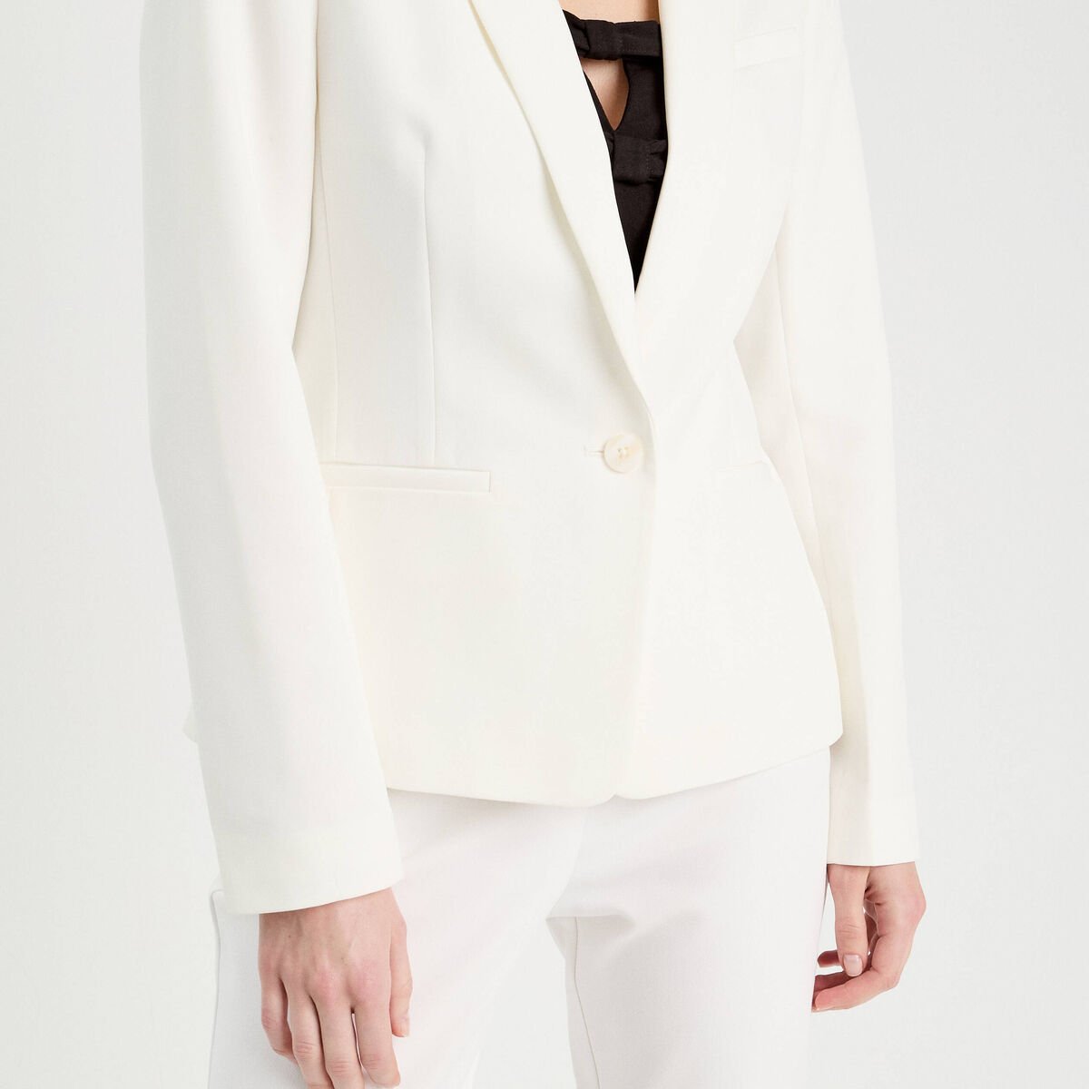 Veste blazer droite ecru femme