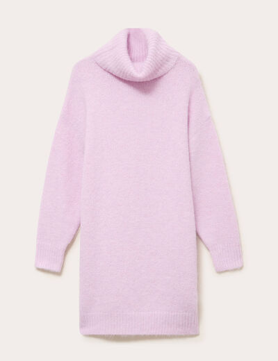 Robe pull col roul&eacute; parme femme