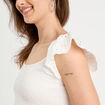 T-shirt smocké avec broderie blanc femme