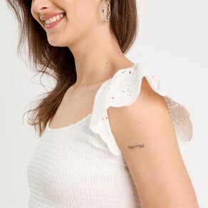 T-shirt smocké avec broderie blanc femme