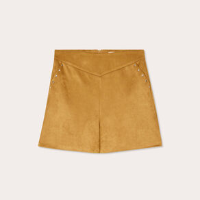 Short droit suédine camel femme