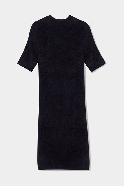 Robe pull moulante noir femme