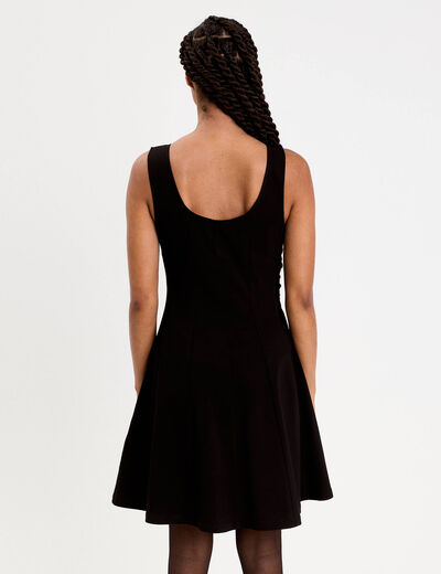 robe courte évasée col rond bretelles noir femme