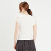T-shirt manches courtes c&ocirc;tel&eacute; ecru femme
