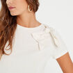T-shirt manches courtes noeud ecru femme
