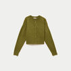 Gilet col rond vert fonc&eacute; femme