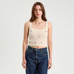 Débardeur tricot brodé ecru femme