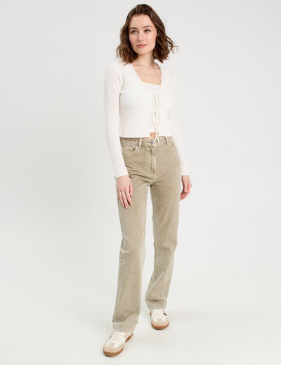 Gilet noeuds devant ecru femme
