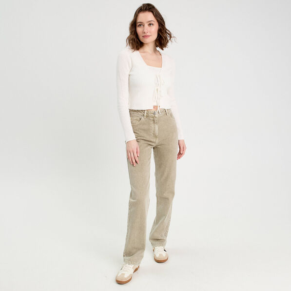Gilet noeuds devant ecru femme