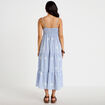 Robe longue &eacute;vas&eacute;e &agrave; fines bretelles blanc femme