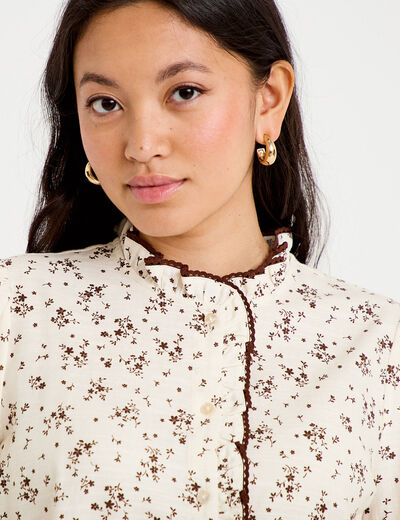 Chemise droite manches longues multicolore femme