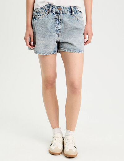 Short large en jean denim dirty femme