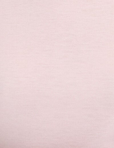 T-shirt ajust&eacute; col rond manches longues rose clair femme