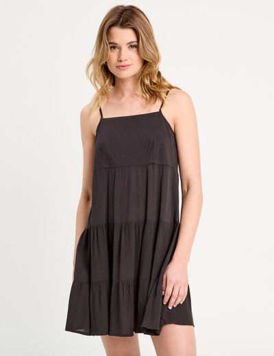 Robe évasée bretelles noir femme
