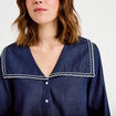 Chemise col marin denim double stone femme