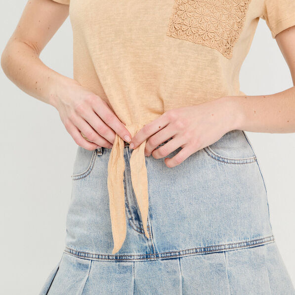 t shirt detail noeud sable femme T-shirt détail noeud sable femme