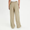 Pantalon large à pinces vert kaki femme