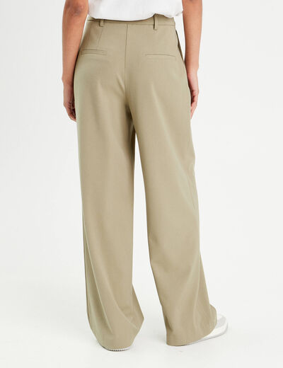 Pantalon large à pinces vert kaki femme