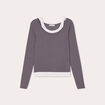 T-shirt manches longues 2-en-1 gris foncé femme