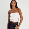 Bustier cropped smocké ecru femme