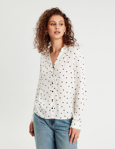 Chemise manches longues blanc femme
