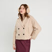 Caban court boutonné beige femme