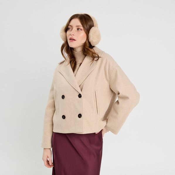 caban court boutonne beige femme Caban court boutonné beige femme