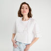 T-shirt cropped brodé blanc femme