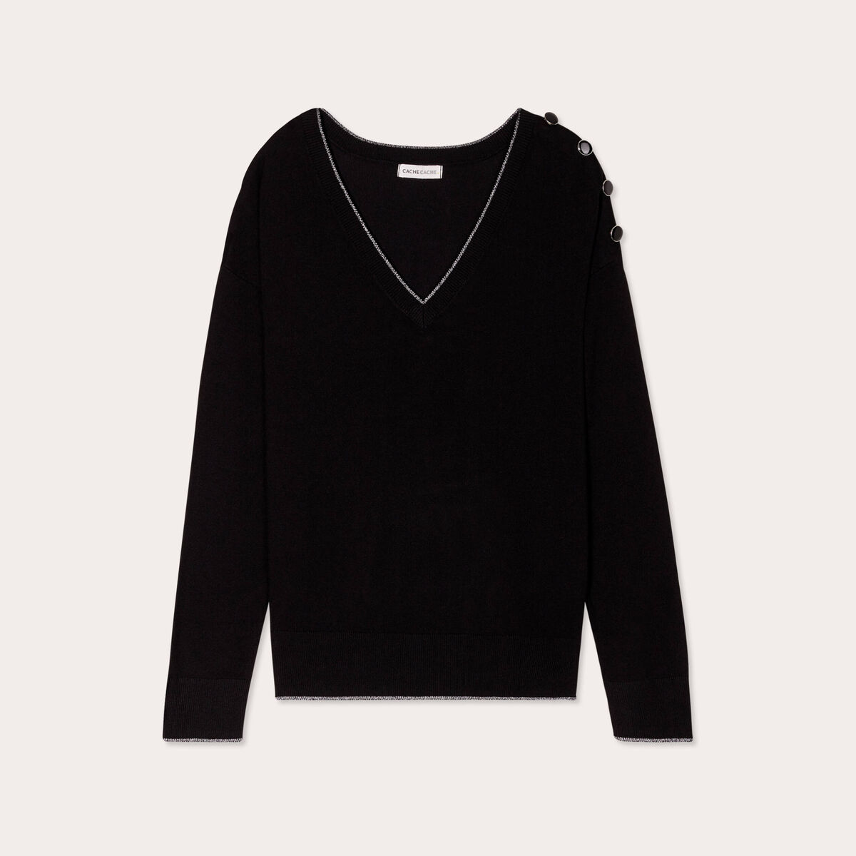 Pull manches longues noir femme