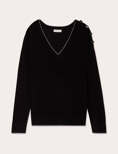Pull manches longues noir femme