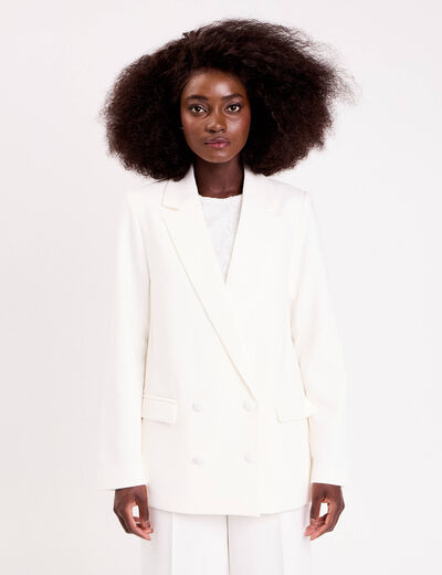 Blazer col classique manches longues ecru femme
