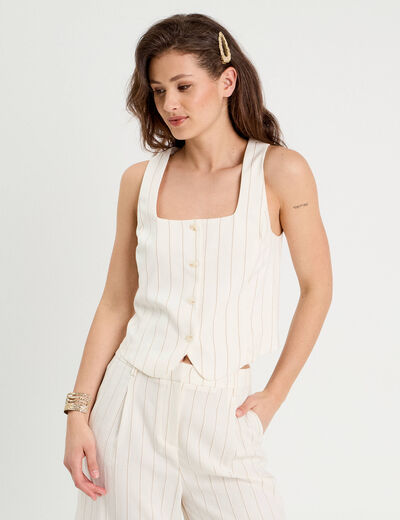 Veston sans manches blanc femme