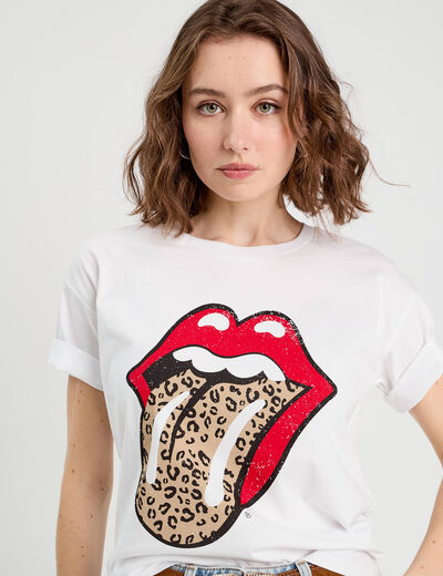 T-shirt The Rolling Stones blanc femme