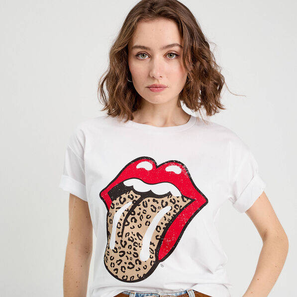 T-shirt The Rolling Stones blanc femme