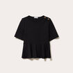 Top cintr&eacute; col rond manches longues noir femme