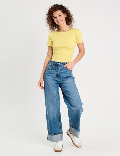 T-shirt manches courtes jaune femme