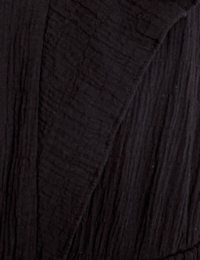 Robe courte &eacute;vas&eacute;e col v manches courtes noir femme